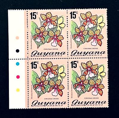 GUYANA (PP1605B) 1980 ORCHIDS 15C +BUTTERFLY …