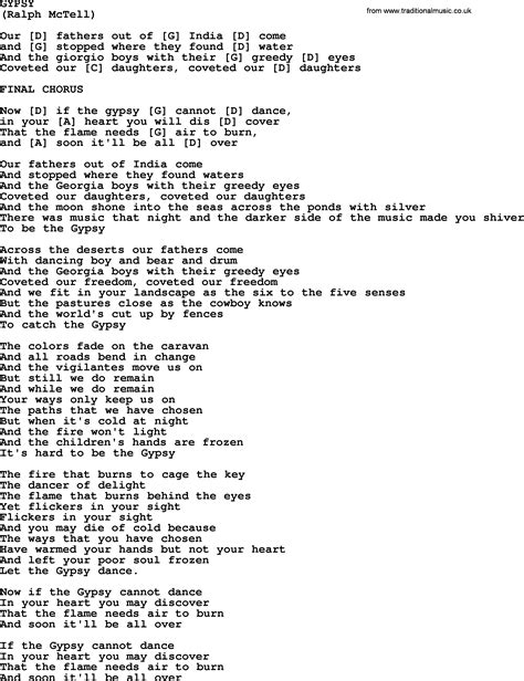 GYPSY LYRICS - SongLyrics.com