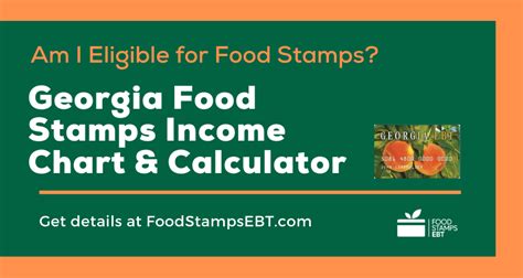 To be eligible for the food stamp program in Georgia, your household income must be at or below 130% of the federal poverty level. The maximum gross income limit for a four-person household is $2,790 per month or $33,480 per year. The net income limit for a four-person household is $2,146 per month or $25,752 per year.