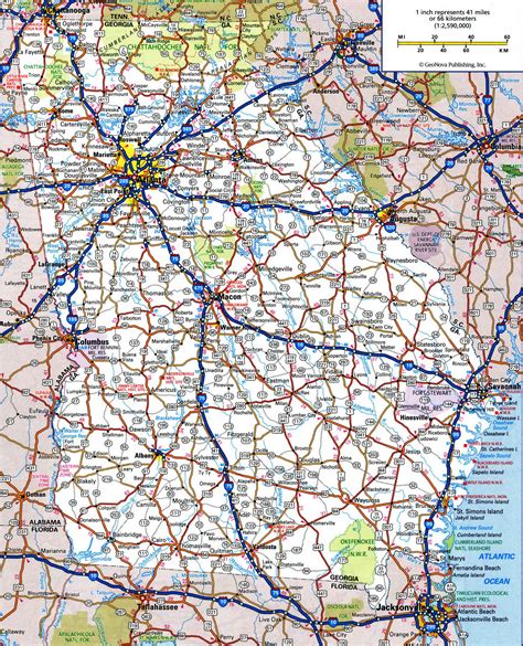 Ga road map. data represented on this map and the written record of the state highway system and county road system, the official written record (per State Code 32-4-2) shall have precedence. For additional information or access to the written records, please contact the Office of Transportation Data at 