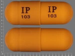 Gabapentin ip 103. Light caramel-Light caramel, opaque hard gelatin capsules printed with “IP 103” on both cap and body. They are available as follows: ... NDC 65162-103-11. Store gabapentin capsules at 20° to 25°C (68° to … 