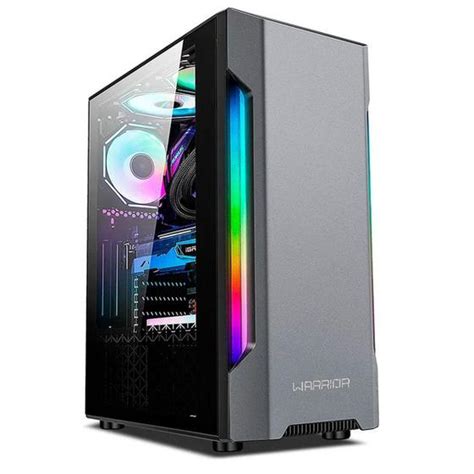 Gabinete Gamer Mohawk RGB Preto/Prata Warrior - Multilaser