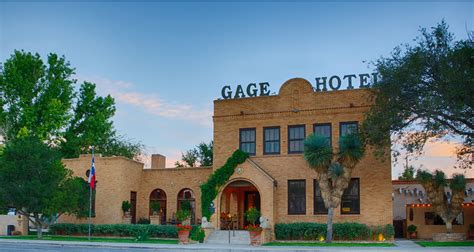 Gage hotel. Gage Hotel. 102 W Highway 90 West, Marathon, TX 79842, United States. +1 432 386 4205. Sat 3/9. Wed 3/13. 1 room, 2 guests. 