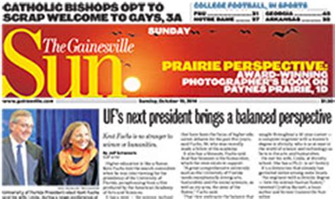 Gainsville sun. See all of Gainesville Sun news coverage in one place. Discover how Gainesville Sun’s media bias informs their coverage and compare with thousands of other news outlets. We’ve aggregated 1,069 of Gainesville Sun’s headlines and news stories over the past 3 months. We’ve assigned a media bias rating of center to Gainesville Sun. 