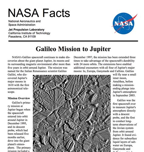 Galileo Project Information Nasa