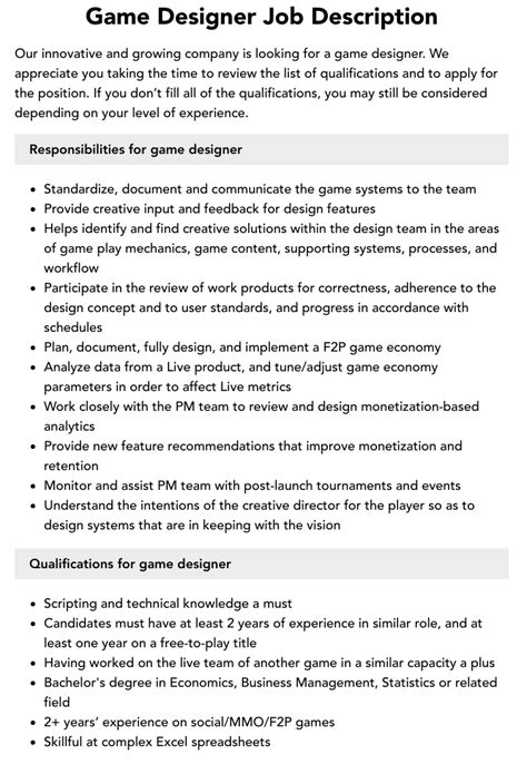 Game Designer Job Description Steps On How To One