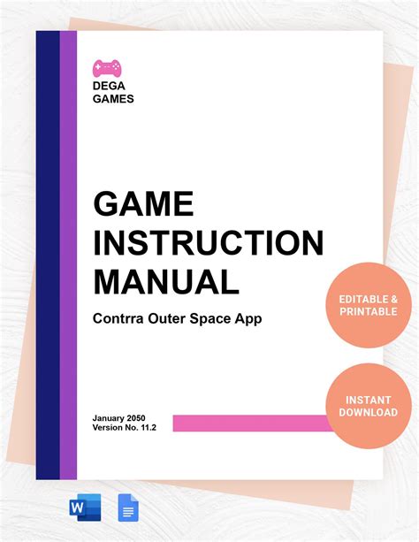 Game Instruction Manual Template in Word, Google Docs Download