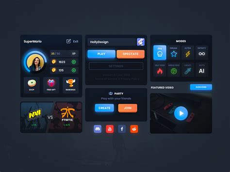 Game Menu Dashboard UI Design by Anton Olashyn on Dribbble