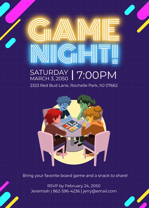 Game Night Invitation Template Simple Template Design