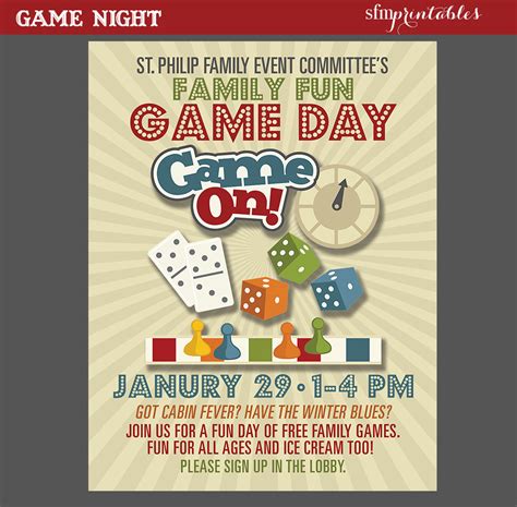 Game Night Poster Fun Dice / Template Church School Community Etsy