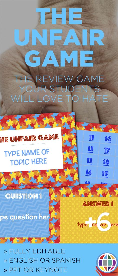 Game Template The Unfair Game editable Powerpoint and instructions in
