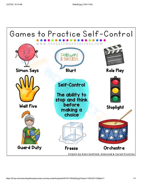Game To Practice Selfcontrol Worksheet Worksheets Library