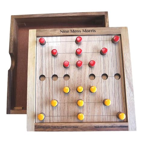 Game nine men's morris. This item: Nine Men's Morris - 8-3/4" Marble Board Game - Simple Ancient Roman Strategy game Natural Wood . $73.95 $ 73. 95. Get it Nov 22 - 28. In Stock. Ships from and sold by MarbleGames. + MOOCA Customizable Wooden Display Risers Set - 3 Different Height Stands for Jewelry, Watches, Cosmetics, and Accessory, Oak Color. 