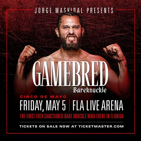 Gamebred bareknuckle mma. About Gamebred Bareknuckle. World's first Bareknuckle MMA promotion. UFC superstar Jorge 'Gamebred' Masvidal started his fighting career bareknuckle in the Backyards of Miami and now he goes full circle by hosting 'The Most Violent Show on Earth' and give fighters a platform to showcase their skills. 