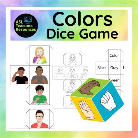 Games for Sign Language Colors Dice ASL Teaching Resources