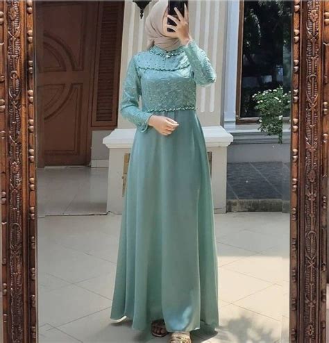 Gamis brokat kombinasi satin