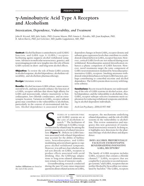 Gamma-aminobutyric acid type A receptors and alcoholism ... - PubMed