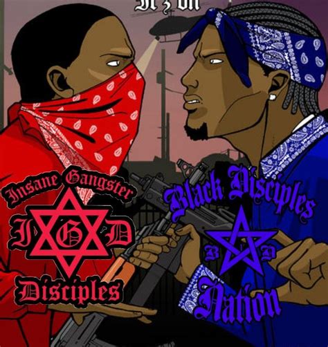 Gangster Disciples represent with the colors blue and black. Gang members are known to wear Georgetown Hoyas or Duke Blue Devils clothing. Sometimes they wear Chicago Bulls, Chicago White Sox and other teams clothing from their original city, though they do not always match colors.. 