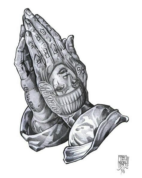 Gangster Prayer Hand Drawing