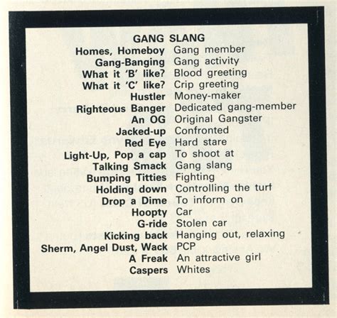 Gangster lingo. Things To Know About Gangster lingo. 