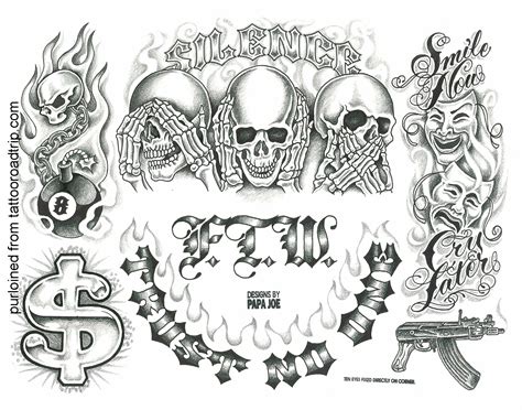 Jan 10, 2023 - Free Tattoo Flash Sheets Boog Cartoon Gangster Chica
