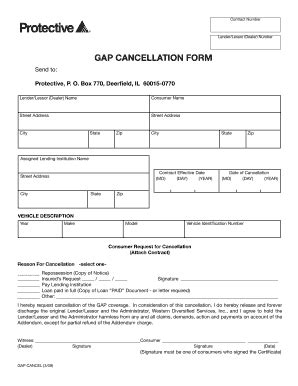 Gap Cancellation Form Fill Out and Sign Printable PDF Template signNow