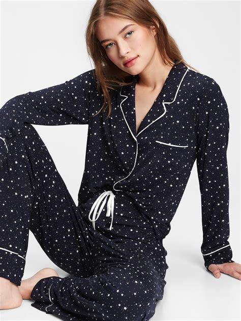 Gap pajamas for women. Made from high-quality materials, our pajamas are soft, breathable, and gentle on your child's skin, ensuring a comfortable night's sleep. Not only are our matching kids pajamas adorable, but they are also eco-friendly. Many of our pajama sets are made from 100% recycled materials, including fuzzy pants, flannel sets, and one-pieces. 