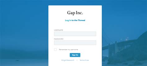 Gap Inc Login. Log In to the PingAccessWam. Username. ! Please fill out this field. Password. ! Please fill out this field. Remember my username.. 