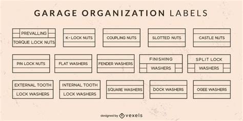 Garage Organization Labels Line Art Set Vector Download