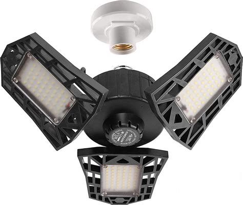 Garage lighting fixtures. A 26 x 26 ft. garage with 60 lumens per square foot requires 40,560 total lumens. Three 16,000 lumen lamps will give you 48,000, which is a good overshoot of the goal. Say your garage is 26 ft. wide by 26 ft. long. That's a 676 square feet. And say you want a nice, bright lighting setup providing 60 lumens per square foot. 