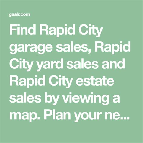 Find Rapid City garage sales, Rapid City yard sales and Rapid City estate sales by viewing a map. Plan your next Rapid City weekend bargain hunting trip on gsalr.com