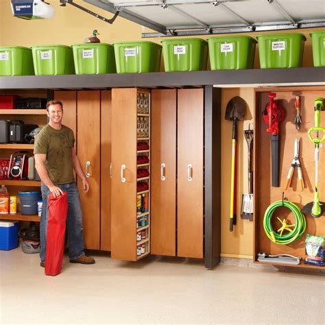 Garage storage systems. Keep your crowded garage items organized with durable garage storage systems. Find the tools right at hand by keeping your garage neat and organized. A cluttered garage is always inconvenient and is also a safety hazard. DIY garage storage is the safest way to keep tools, boxes, and seasonal decorations out of the reach of children. 