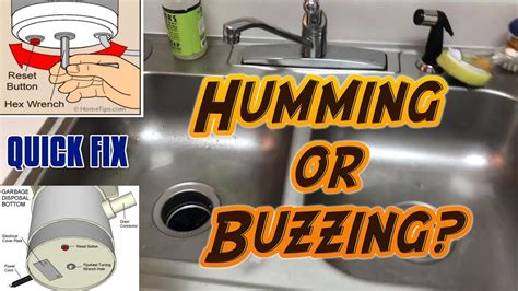 Garbage disposal buzzing. Simply turn the power off (always the first step) and use a pair of tongs or needle-nose pliers to remove the foreign object from the sink drain. Buzzing or Humming. A humming disposal generally … 
