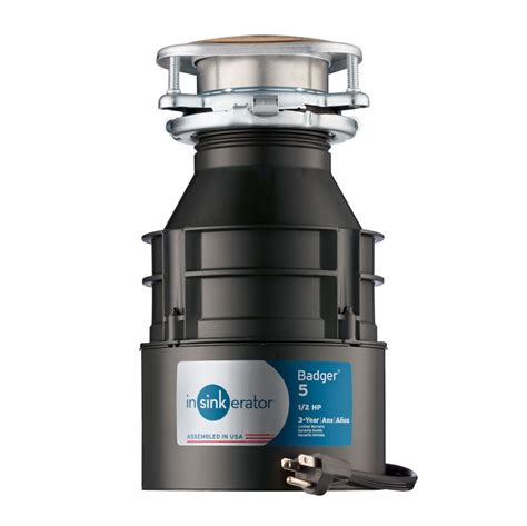 InSinkErator Badger 5 Garbage Disposal with Power Cord, Standard Series 1/2 HP Continuous Feed Food Waste Disposer, Badger 5 W/C, No Size, Black/Gray Visit the InSinkErator Store 4.7 4.7 out of 5 stars 14,131 ratings. 