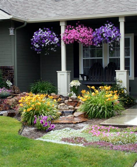 Garden ideas landscaping. Rock garden plants tend to be smaller to complement the scale of the rocks. Use perennials, ornamental grasses and small shrubs to add vertical height. Creeping groundcovers will soften the appearance of the hard rocks. Add sturdy bulbs such as narcissus, wild tulips and alliums for contrast. 