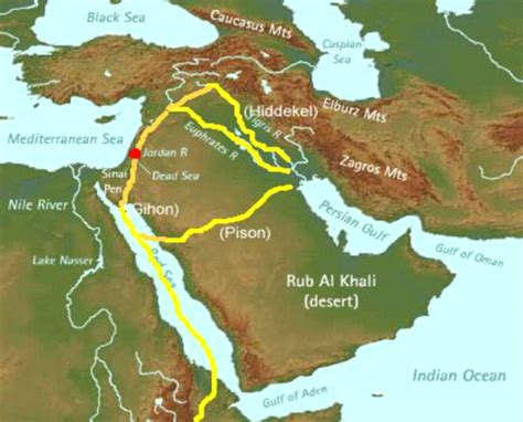 Garden of eden location map. The Garden of Eden's location is where the four named rivers in Genesis 2, the Tigris, Euphrates, Pishon, and Gihon, come close together. Genesis 2 states the sources of these rivers, the land of Asshur, the land of Havilah, and the land of Cush, respectively. 