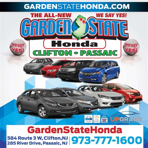Garden state honda new jersey. Research the 2024 Honda CR-V EX-L in Clifton, NJ at Garden State Honda. View pictures, specs, and pricing on our huge selection of vehicles. 2HKRS4H75RH475802 ... Garden State Honda ; New Vehicles ; 2024 ; Honda ; CR-V ; EX-L ; Confirm Availability 1 / 2. ... Garden State Honda; 584 NJ-3 West Clifton, NJ 07012; Sales: 973-777-1600; Service: … 