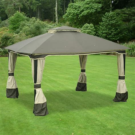 The canopy for the 10' x 12' Double Roof Gazebo attaches via classic overhang, flush with the frame. The canopy for the bottom tier of the Regency Gazebo attaches via corner and side pockets. Please look closely at the photos of the gazebos to determine which canopy you need. . 