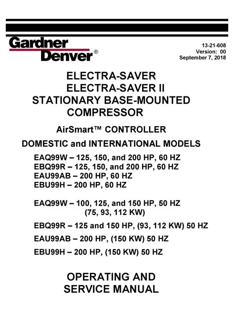 Gardner denver electra saver operating manuals. - Eberspacher airtronic d2 and d4 heater service manual.