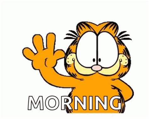 Garfield Waving Hello Good Morning GIF GIFDB.com