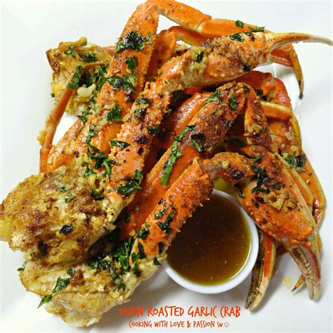 Garlic crab. May 2, 2019 · 1/2 cup orange juice, freshly squeezed. Salt & pepper to taste. Fresh chopped parsley for garnish. Preparation: Preheat oven to 500 degrees F. Melt butter and olive oil in Dutch oven over medium-high heat. Add the garlic and shallot. Add the crabs, the thyme, and the salt & pepper and stir to combine for a few minutes. 
