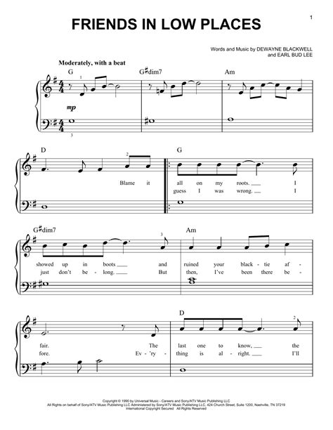 Garth Brooks "Friends in Low Places" Sheet Music in …