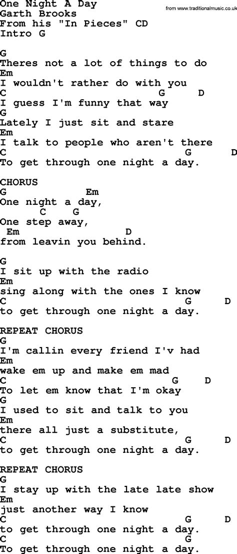 Garth Brooks :: One Night A Day Lyrics - lyricenter.com