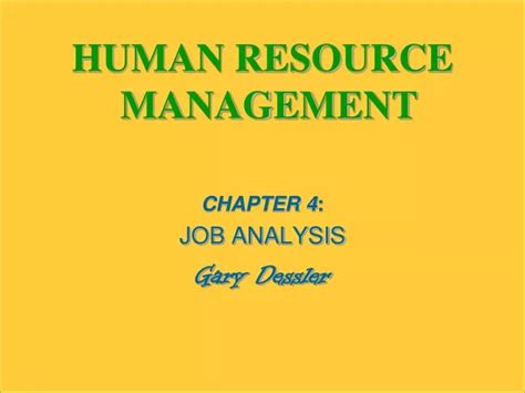 Gary Dessler Management Resource Human Job Analysis