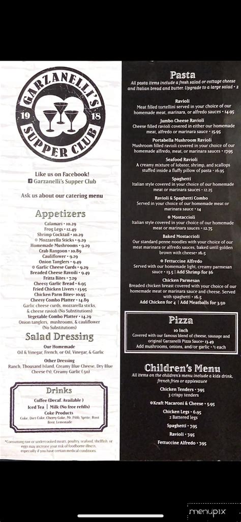 يمكنك عرض قائمة ‏‎Garzanelli's Supper Club‎‏ في ‏750 N Columbia Ave, ‏‎Oglesby, Illinois‎‏، ‏‎Illinois‎‏، ‏‎US‎‏‏، ومشاركتها مع الأصدقاء أو البحث عن وجبتك القادمة. ‏‎Garzanelli's Supper Club Specials.... 