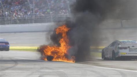 Gas can erupts into flames during NASCAR race at Talladega Superspeedway