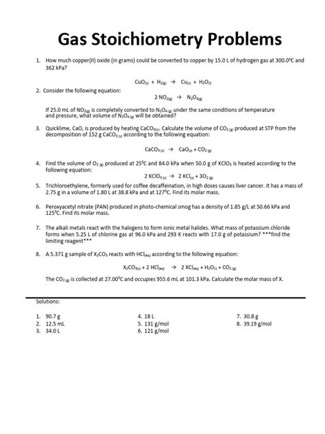 Gas stoichiometry problems with answers. pdf from SCIENCE 12 at Saint Francis De...