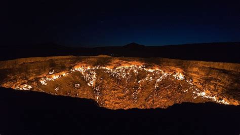 Gates of hell turkmenistan. Left: The "Door to Hell" (also known as the Gate to Hell, the Crater of Fire, Darvaza Crater) is a natural gas field in Derweze, Turkmenistan, that collapsed into an underground cavern in 1971 ... 