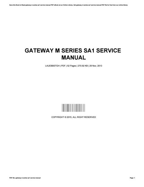 Gateway m series sa1 service manual. - How to write a book or novel an insiders guide to getting published.