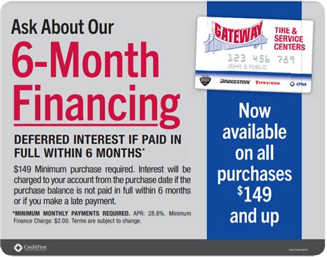 Gateway tire credit card. Exclusive GCR Tires & Service Cardholder Offers. Save money on auto repair purchases with the exclusive card benefits below. Promotional financing. Dedicated line of credit. Nationwide acceptance. Generous credit limits. Subject to credit approval. Terms and conditions apply. 